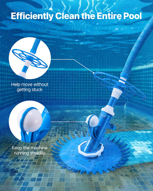 VEVOR Suction Pool Cleaner Vacuum Cleaner 12 Hoses for In/Above-ground Pool