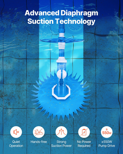 VEVOR Suction Pool Cleaner Vacuum Cleaner 12 Hoses for In/Above-ground Pool
