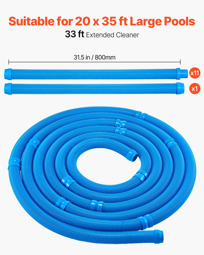 VEVOR Suction Pool Cleaner Vacuum Cleaner 12 Hoses for In/Above-ground Pool