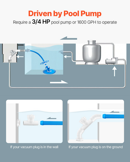 VEVOR Suction Pool Cleaner Vacuum Cleaner 12 Hoses for In/Above-ground Pool