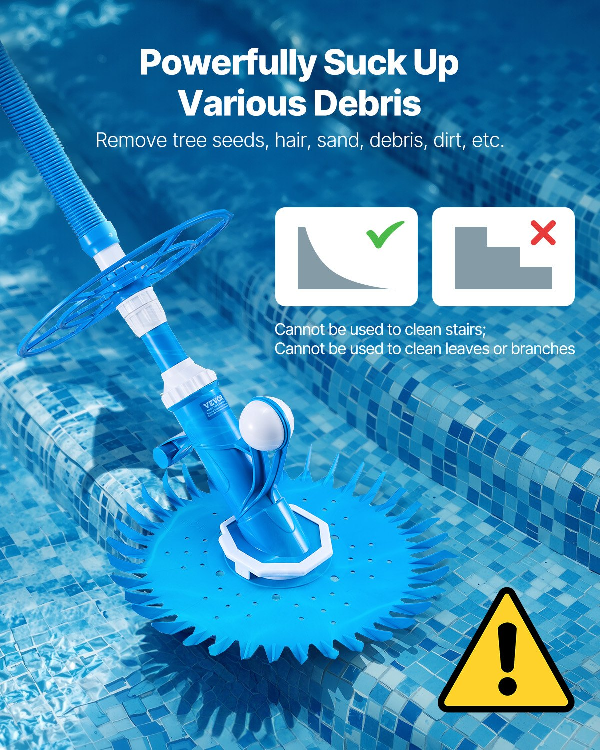 VEVOR Suction Pool Cleaner Vacuum Cleaner 12 Hoses for In/Above-ground Pool