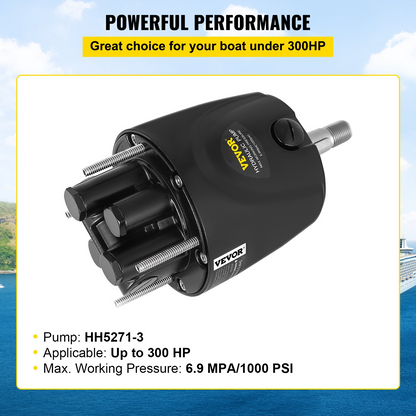 VEVOR Outboard Hydraulic Steering Pump Helm 300 HP Hydraulic Pump HH5271-3 for Cruisers Runabouts Boats