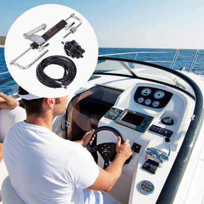 VEVOR Hydraulic Outboard Steering Kit, 90HP, Marine Boat Hydraulic Steering System, with Helm Pump Two-Way Lock Cylinder and 731.5 cm Hydraulic Steering Hose, for Single Station Single-Engine Boats