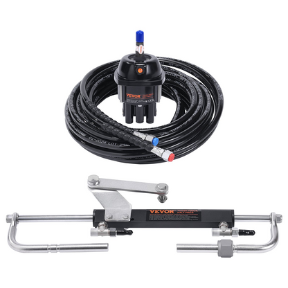 VEVOR Hydraulic Outboard Steering Kit, 90HP, Marine Boat Hydraulic Steering System, with Helm Pump Two-Way Lock Cylinder and 731.5 cm Hydraulic Steering Hose, for Single Station Single-Engine Boats