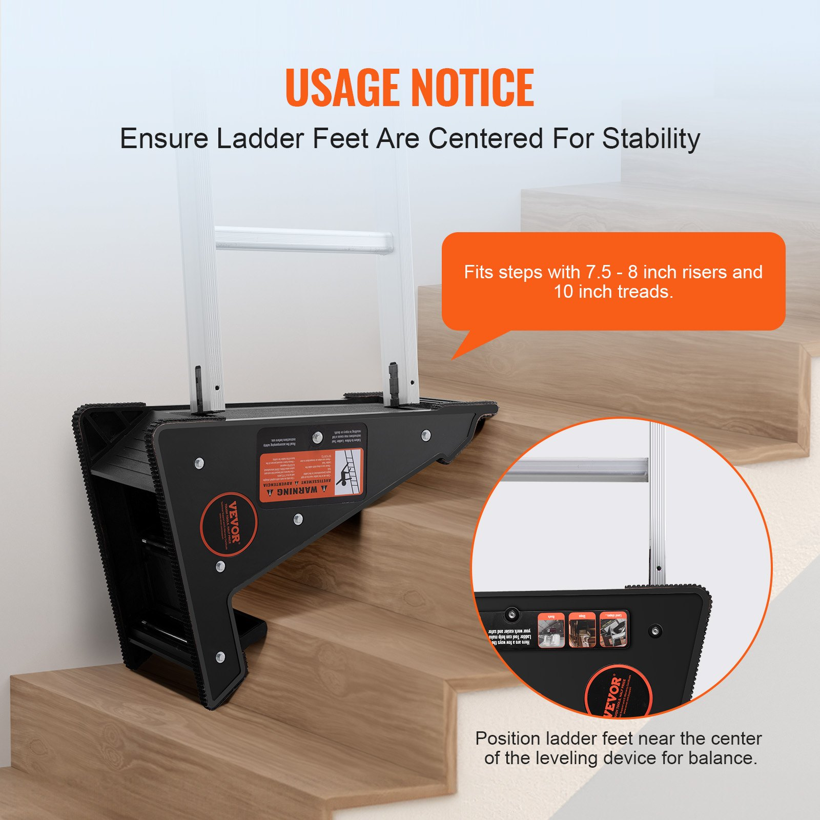 VEVOR Ladder Levler 172.4 kg Load PP Leveling Tool with Storage for Uneven Ground