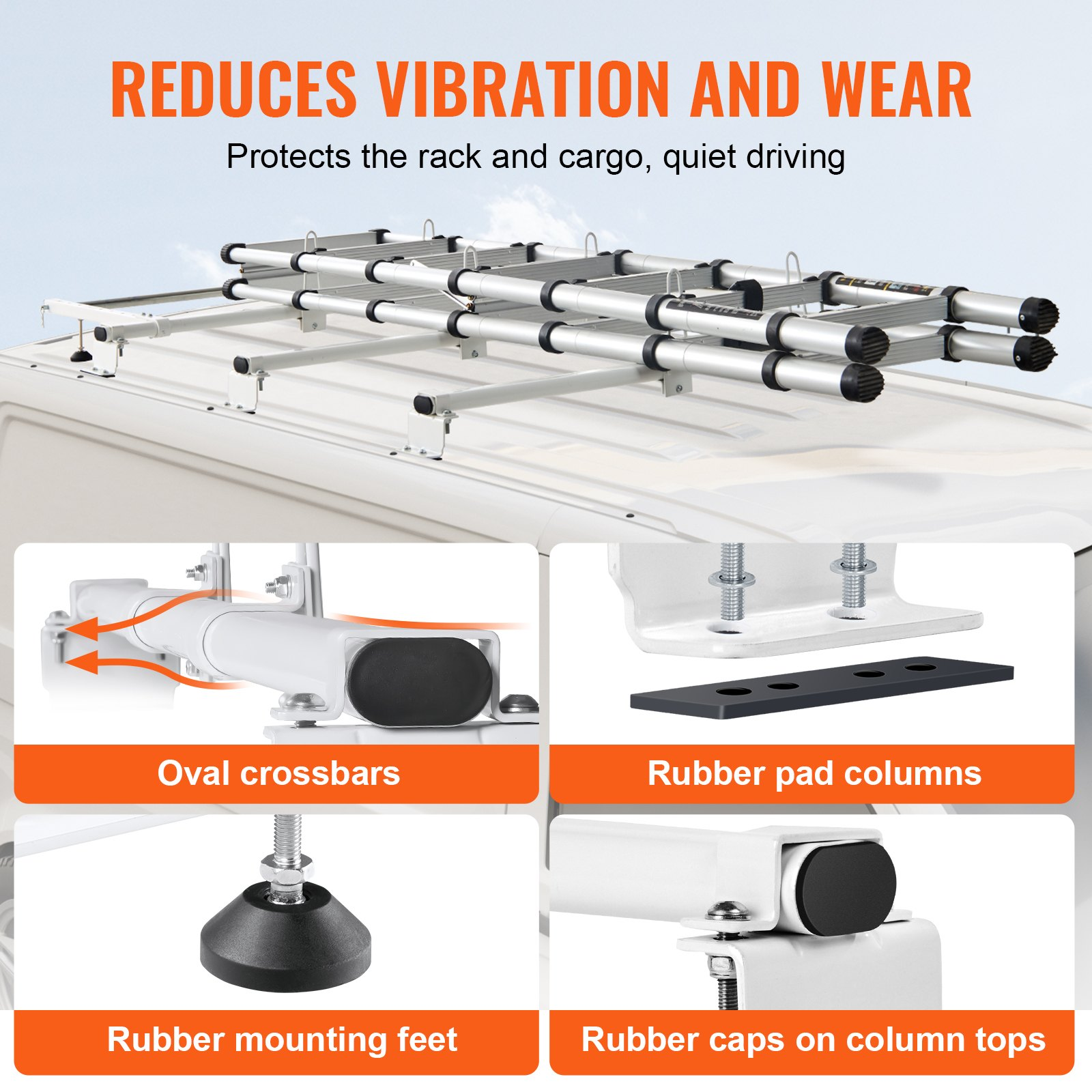 VEVOR Trailer Ladder Rack Van Roof Ladder Rack for Ford Transit Custom 2013-2024