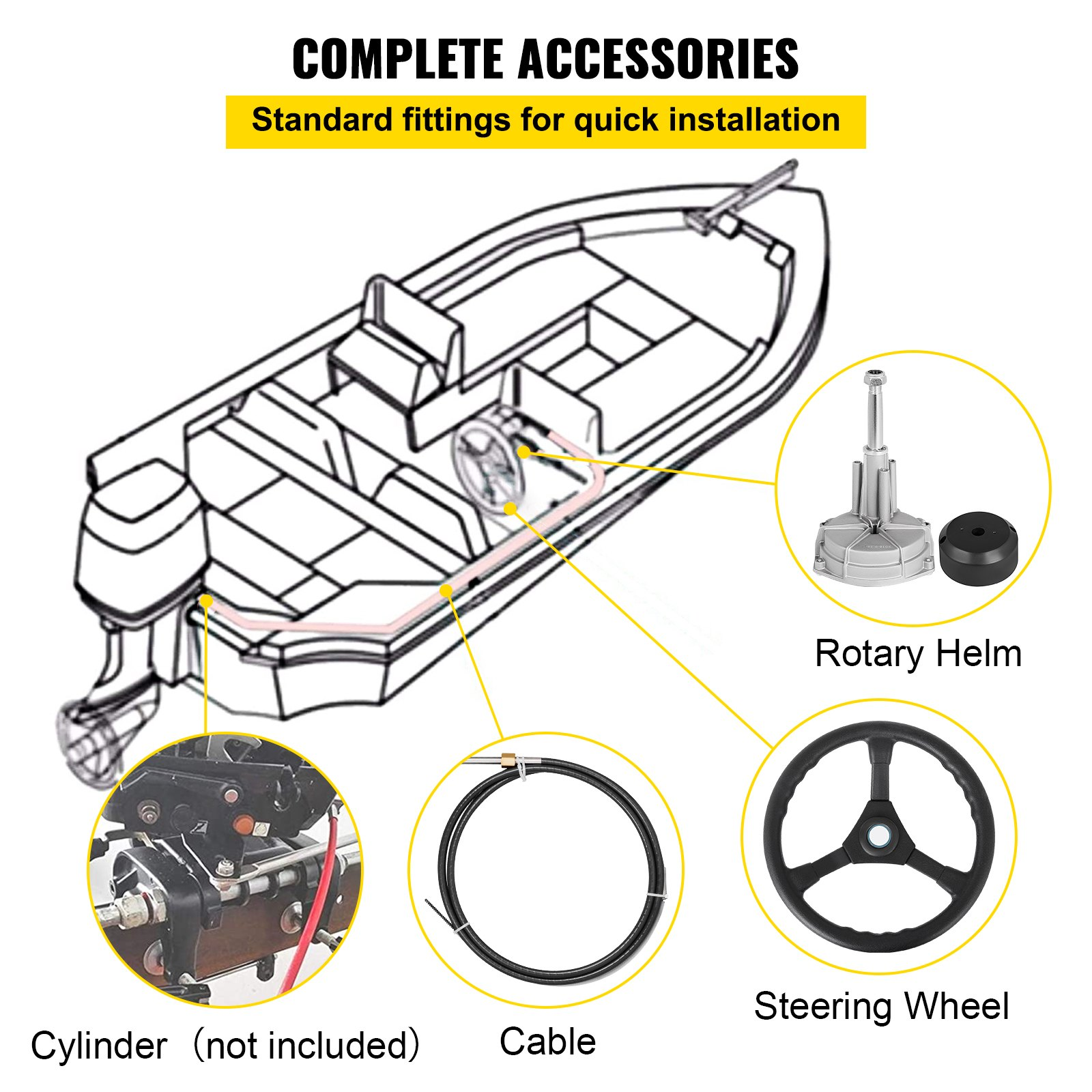 VEVOR SS13712 12 Quick Connect Rotary Steering Package with 33 cm Wheel