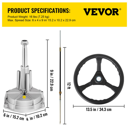 VEVOR SS13712 12 Quick Connect Rotary Steering Package with 33 cm Wheel