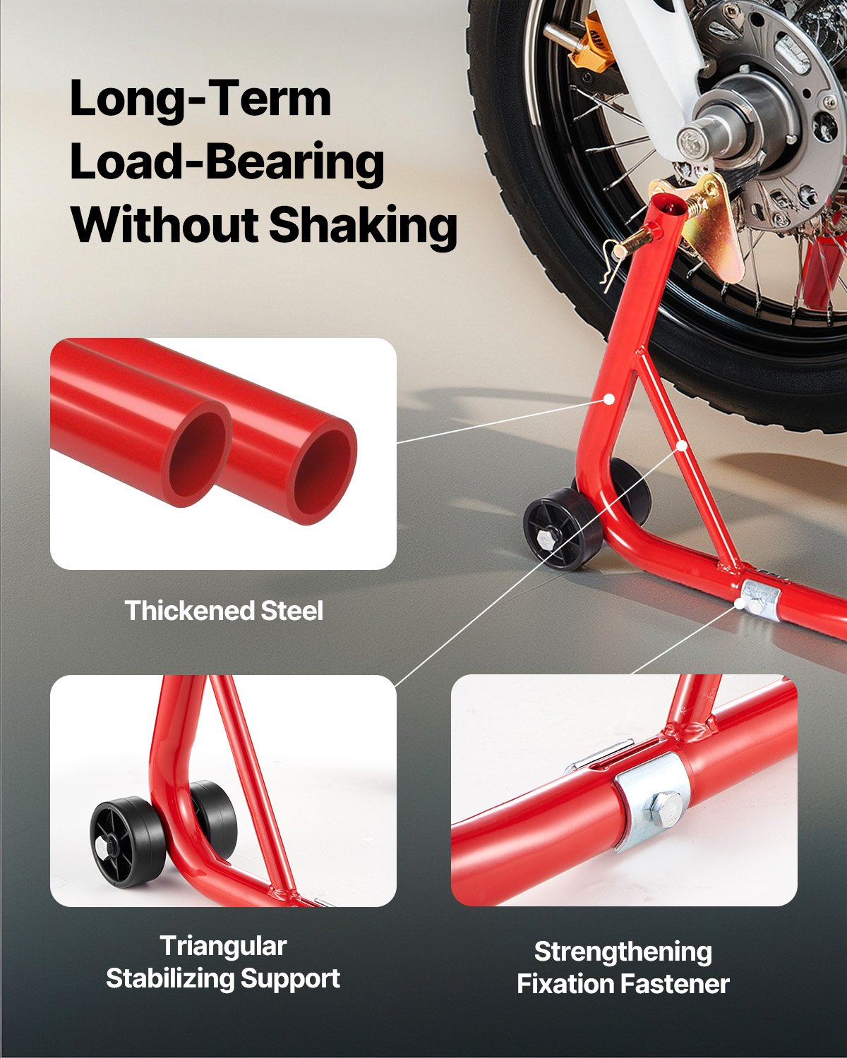 VEVOR Motorcycle Front & Rear Stand Lift 850lb Spoolift Paddock Swingarm Arm Red