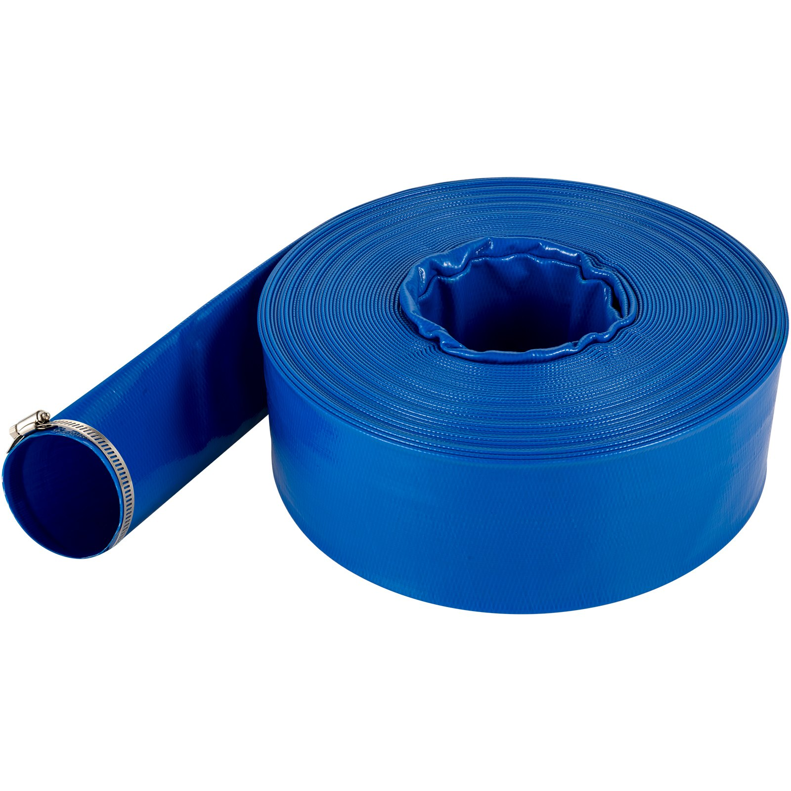 VEVOR Discharge Hose Lay Flat Hose 4" x 105' PVC Backwash Drain Hose w/Clamp