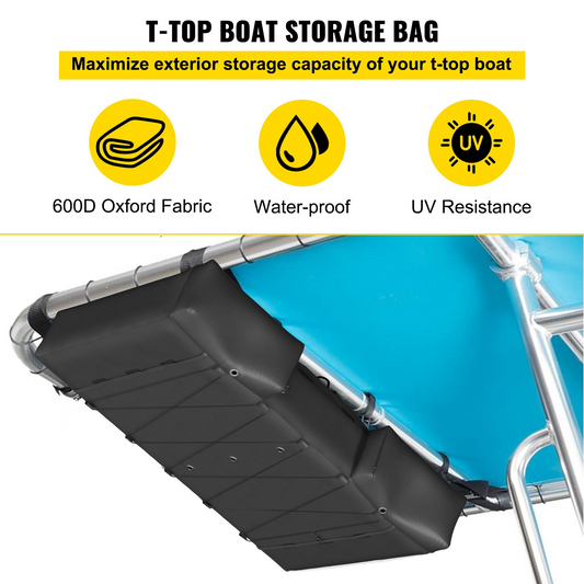 VEVOR T-Top Storage Bag, for 6 Type II Life Jackets, w/ a Boat Trash Bag, 600D Oxford?Fabric Life Vests Storage Bag for Most T-Top Boats, Bimini Tops and Pontoon Tops (Life Jackets not Included)