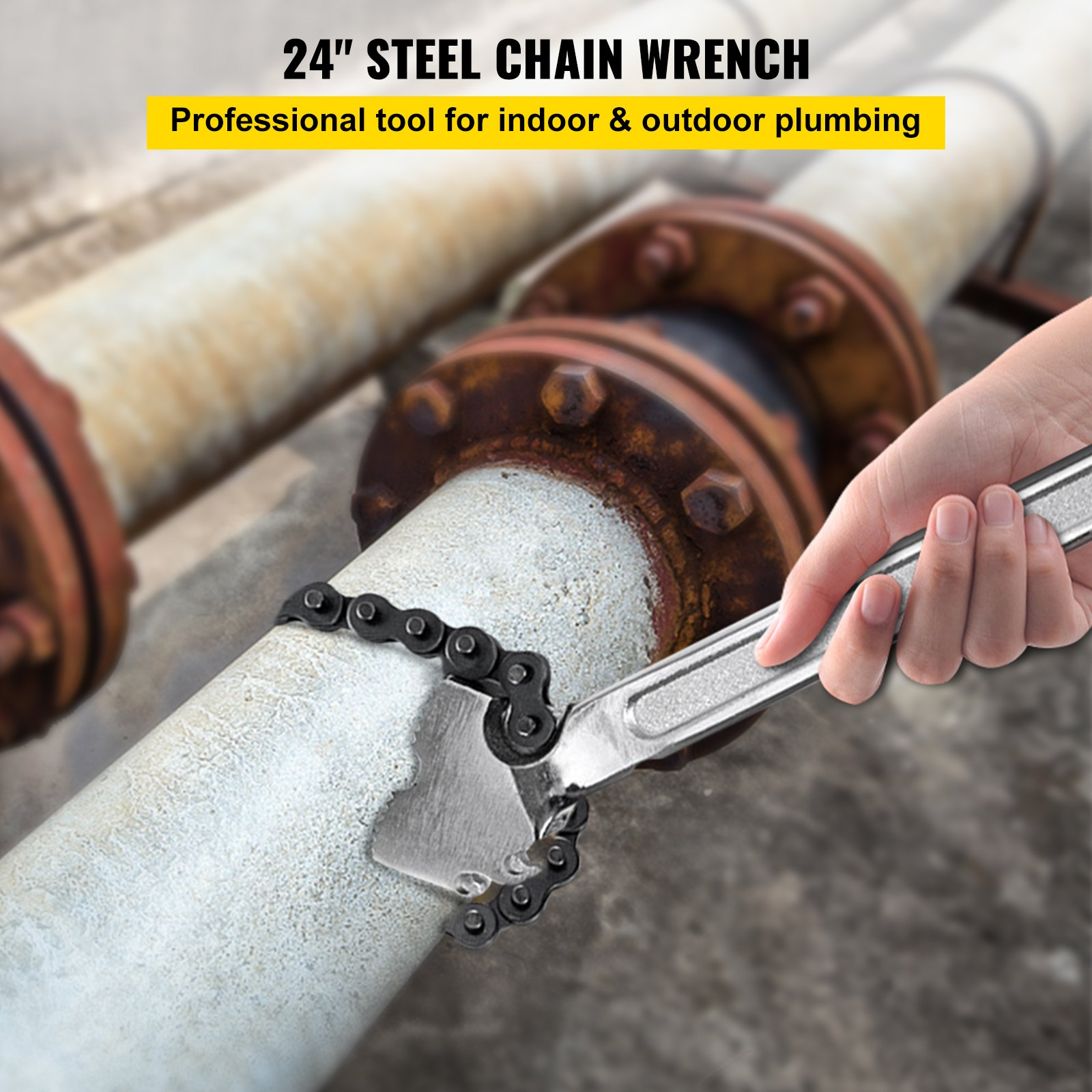VEVOR 24 Inch Pipe Chain Wrench Heavy Duty 6.7 Inch Chain Wrench