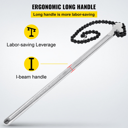 VEVOR 24 Inch Pipe Chain Wrench Heavy Duty 6.7 Inch Chain Wrench