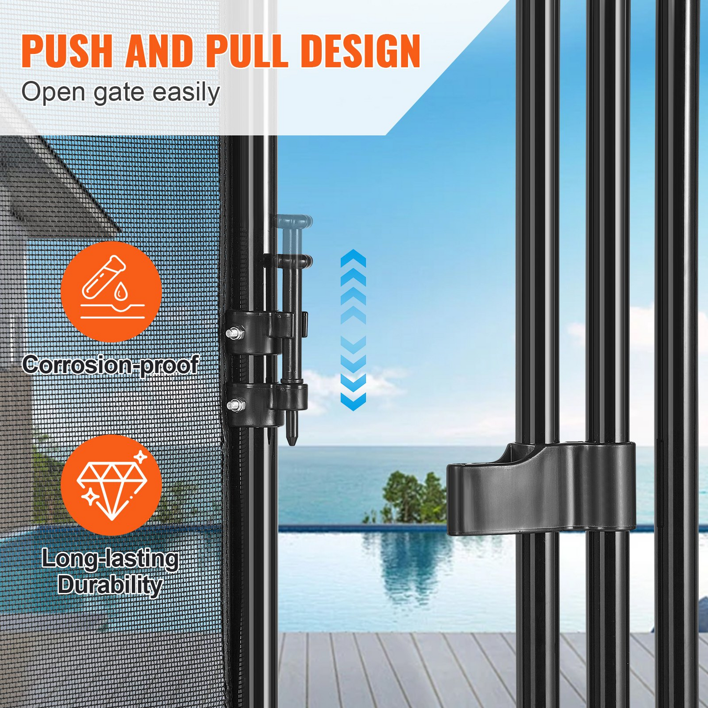 VEVOR Pool Fence Gate 121.9 cm x 76.2 cm Removable Inground Pool Gate for Kids Security