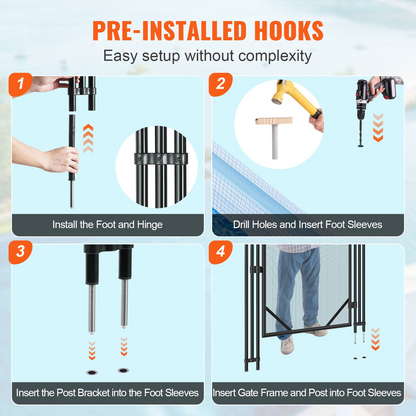 VEVOR Pool Fence Gate 121.9 cm x 76.2 cm Removable Inground Pool Gate for Kids Security