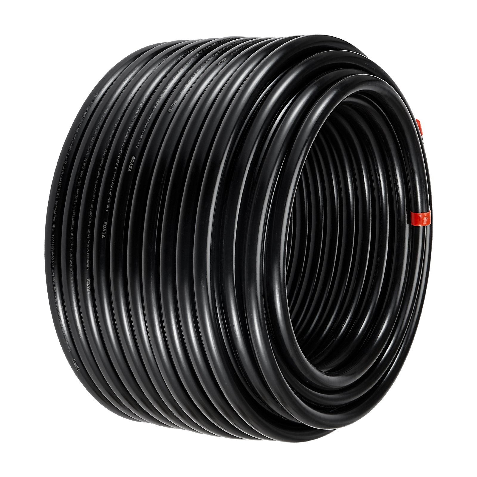 VEVOR Air Compressor Line Kit 3/4'' x 200FT PU Air Compressor Line System Black