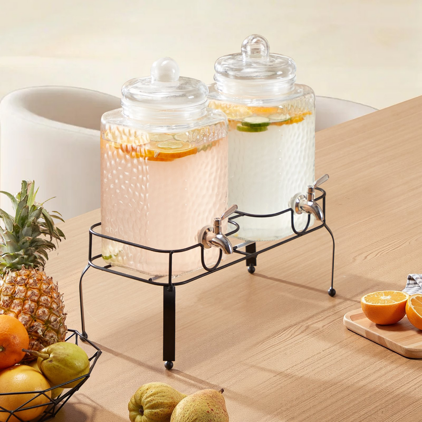 VEVOR Drink Dispenser 5.5L Beverage Dispenser for Parties Glass with Stand 2PCS