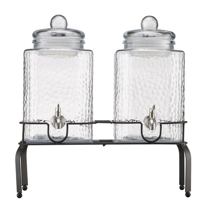 VEVOR Drink Dispenser 5.5L Beverage Dispenser for Parties Glass with Stand 2PCS