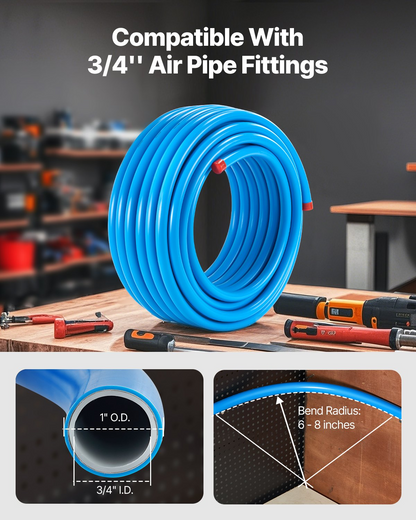 VEVOR Air Compressor Line Kit 3/4'' x 100FT HDPE/Aluminum Air Piping System Blue