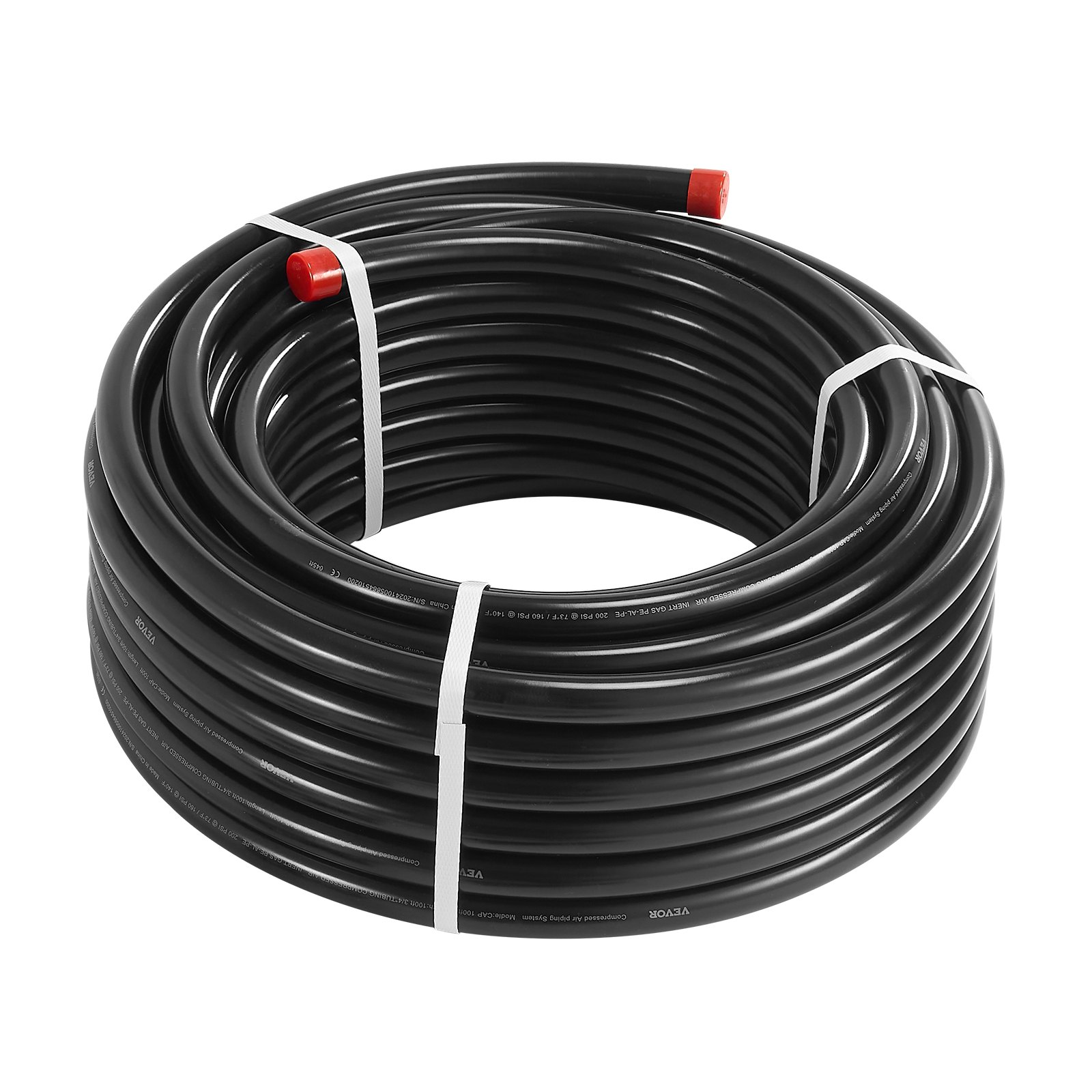 VEVOR Air Compressor Line Kit 3/4'' x 100FT PU Air Compressor Line System Black