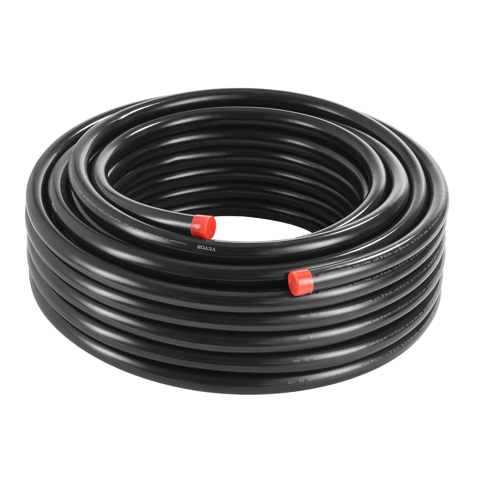 VEVOR Air Compressor Line Kit 3/4'' x 100FT PU Air Compressor Line System Black