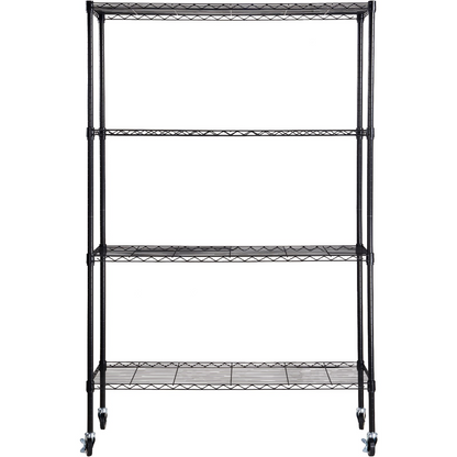 VEVOR Storage Shelving Unit with Wheels, 4-Tier Adjustable, 700 lbs Capacity, Heavy Duty Garage Shelves Metal Organizer Wire Rack, Black, 47.2" L x 17.7" W x 74" H for Kitchen Pantry Basement Bathroom