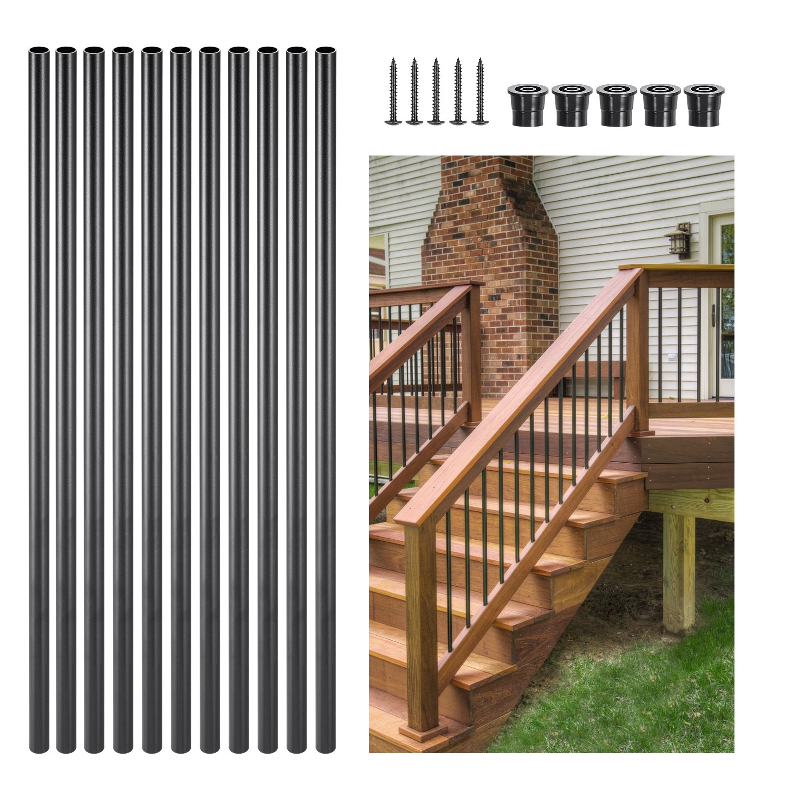 VEVOR Staircase Balusters 51 Pack 26 In Aluminum Spindles with Screws/Rail Caps