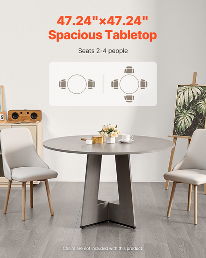 VEVOR 47 in Round Dining Table Wood Kitchen Table for 2-4 Person (Only Table)