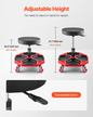 VEVOR Rolling Mechanic Stool Adjustable Garage Seat 300 lbs Load with Wheels