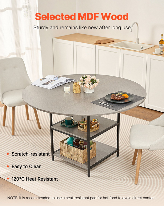 VEVOR 47 in Round Dining Table Wood Kitchen Table for 2-4 Person (Only Table)