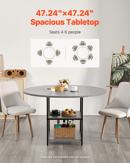 VEVOR 47 in Round Dining Table Wood Kitchen Table for 2-4 Person (Only Table)