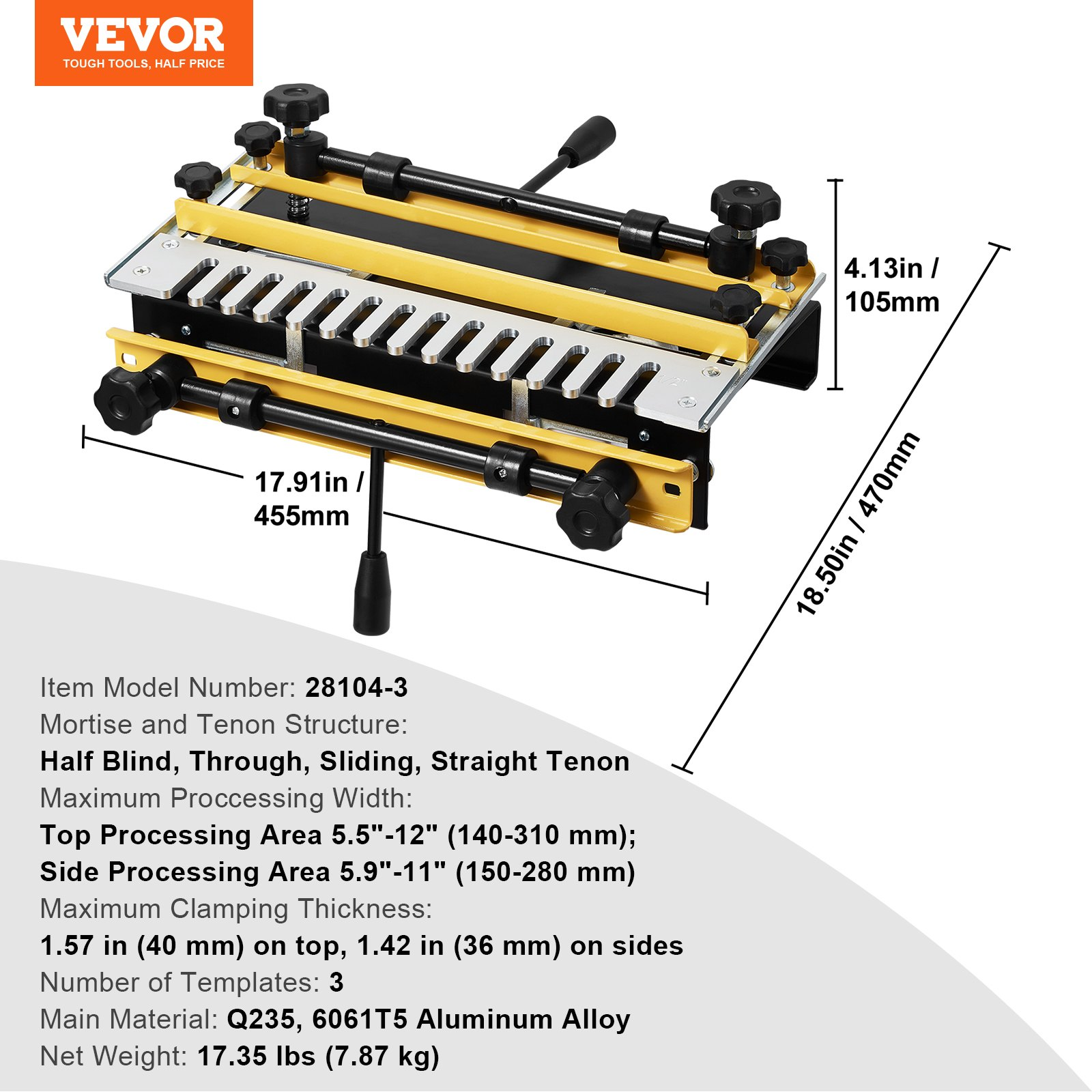 VEVOR Dovetail Jig 30.5 cm Precise Dove Tailing Router Jigs with 3 Templates