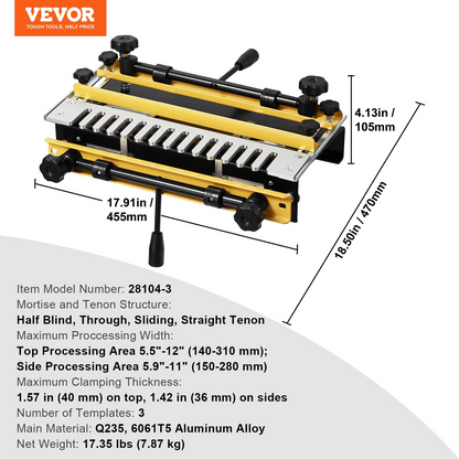 VEVOR Dovetail Jig 30.5 cm Precise Dove Tailing Router Jigs with 3 Templates
