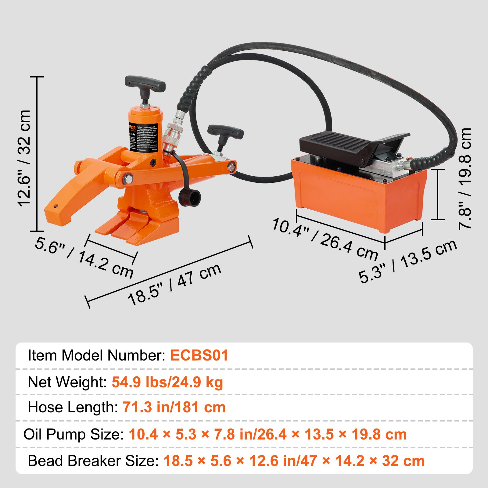 VEVOR Hydraulic Tire Bead Breaker 10000 PSI Foot Pump for Tractor Truck Tire