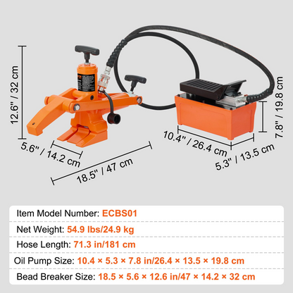 VEVOR Hydraulic Tire Bead Breaker 10000 PSI Foot Pump for Tractor Truck Tire