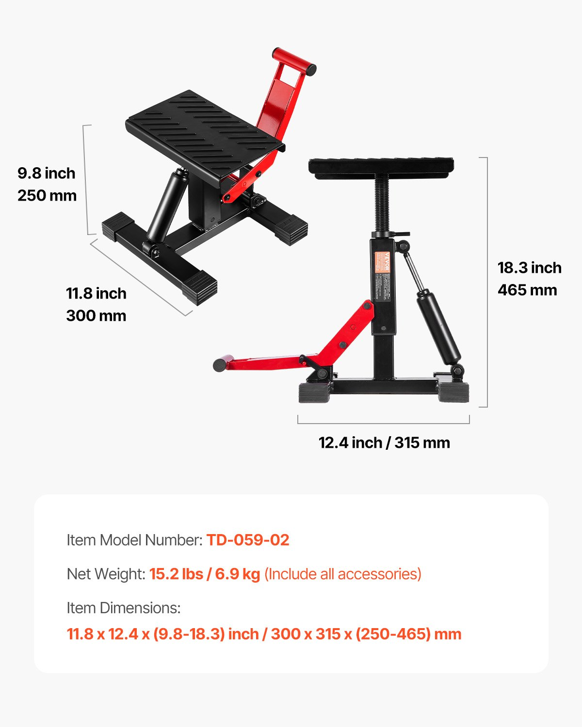 VEVOR Dirt Bike Lift Stand 440 LBS Adjustable Hydraulic Motorcycle Lift Jack