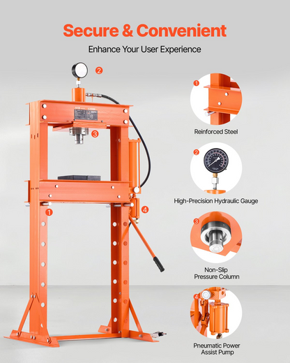VEVOR 30 T Hydraulic Shop Press Hydraulic Press with Press Plate for Bending