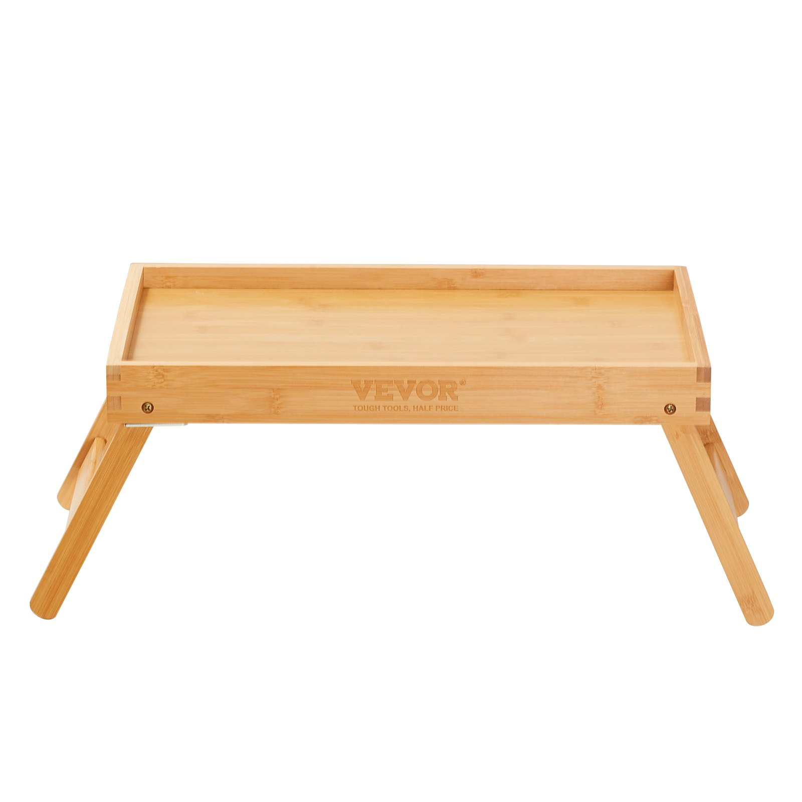 VEVOR 2-Pack Bed Tray Table with Foldable Legs, Bamboo Breakfast Tray for Sofa, Bed, Eating, Snacking, and Working, Folding Serving Laptop Desk Tray, Portable Food Snack Platter for Picnic, 15.7"x11"