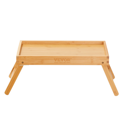 VEVOR 2-Pack Bed Tray Table with Foldable Legs, Bamboo Breakfast Tray for Sofa, Bed, Eating, Snacking, and Working, Folding Serving Laptop Desk Tray, Portable Food Snack Platter for Picnic, 15.7"x11"