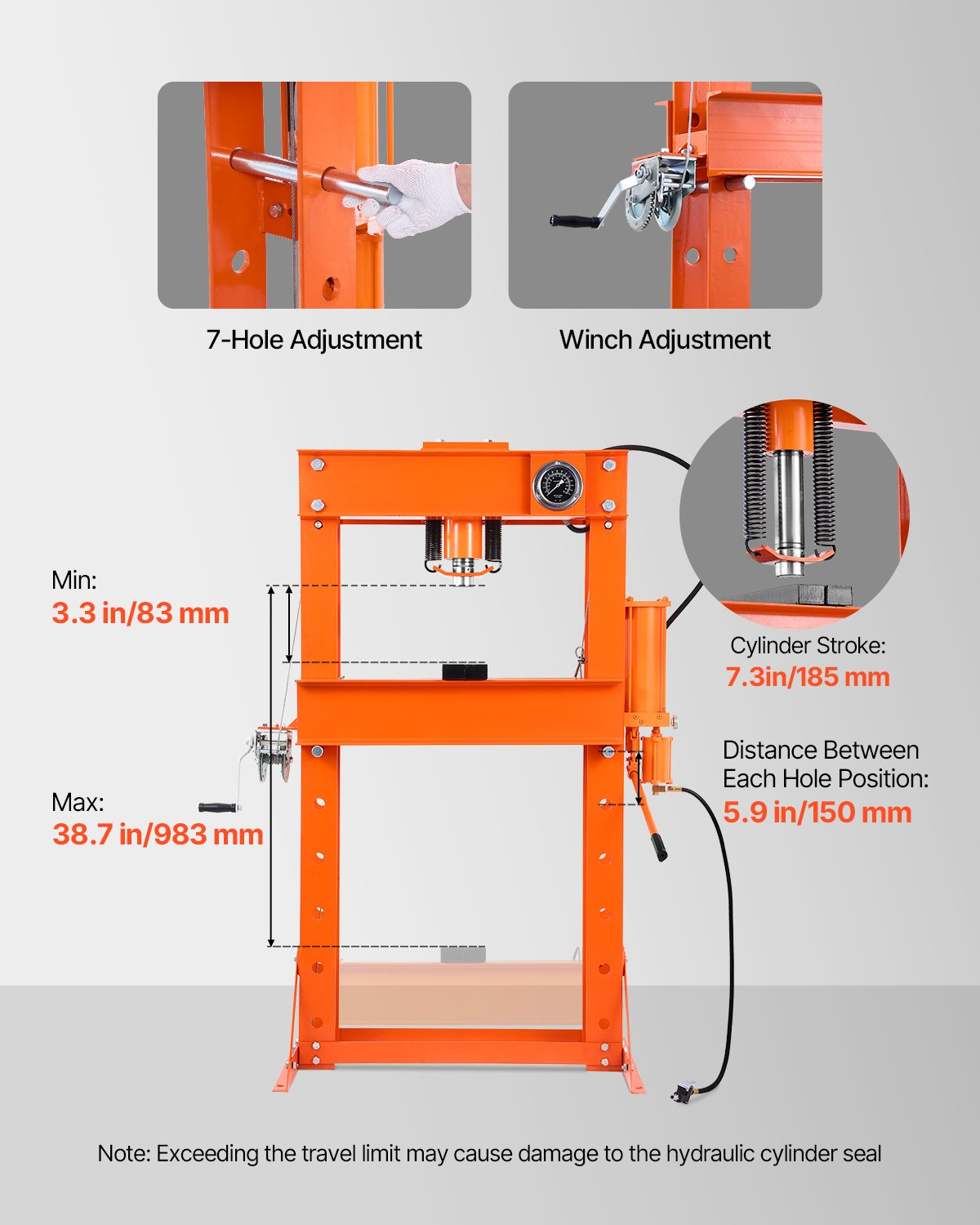 VEVOR 50 T Hydraulic Shop Press Hydraulic Press with Press Plate for Bending