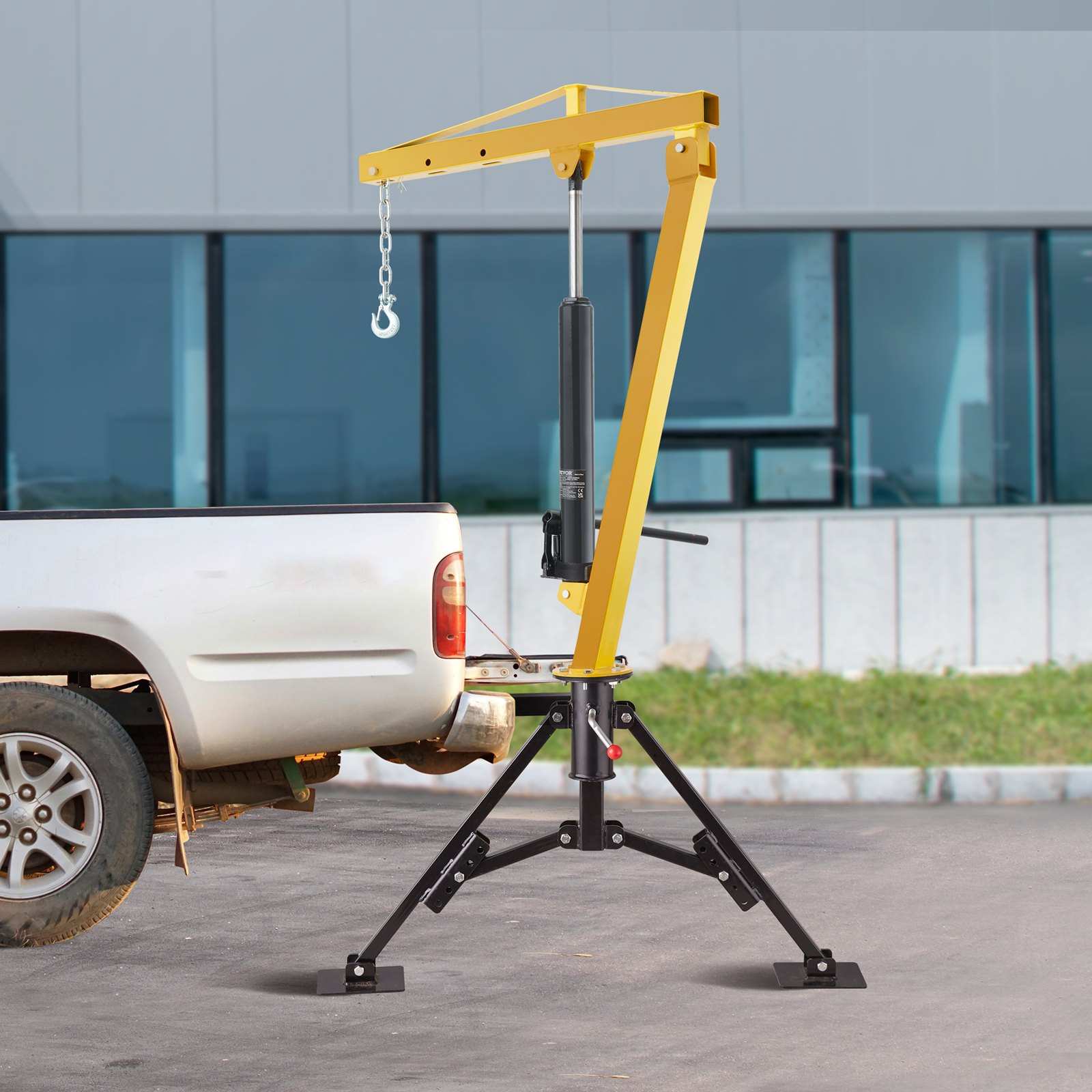 VEVOR Hydraulic Pickup Truck Crane, 453.6 kg Capacity, 360° Swivel, Hitch Mounted Crane with Three Boom Capacities of 226.8 kg, 340.2 kg & 453.6 kg, for Lifting Goods in Construction, Forestry, Factory