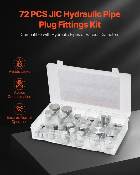 VEVOR 72 PCS Hydraulic Fittings 37° JIC Hydraulic Hose Cap and Plug Kit