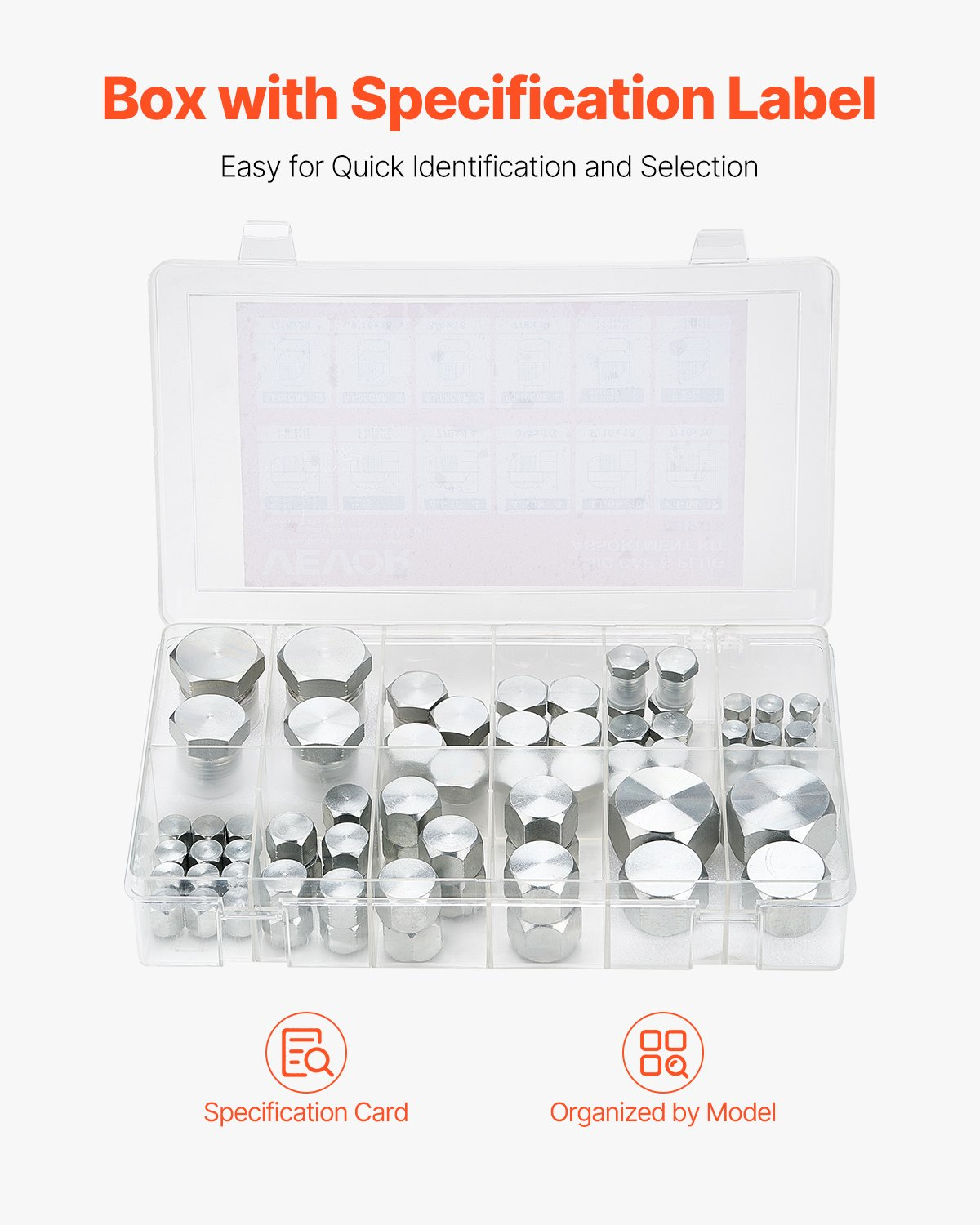 VEVOR 72 PCS Hydraulic Fittings 37° JIC Hydraulic Hose Cap and Plug Kit