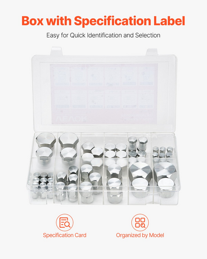 VEVOR 72 PCS Hydraulic Fittings 37° JIC Hydraulic Hose Cap and Plug Kit