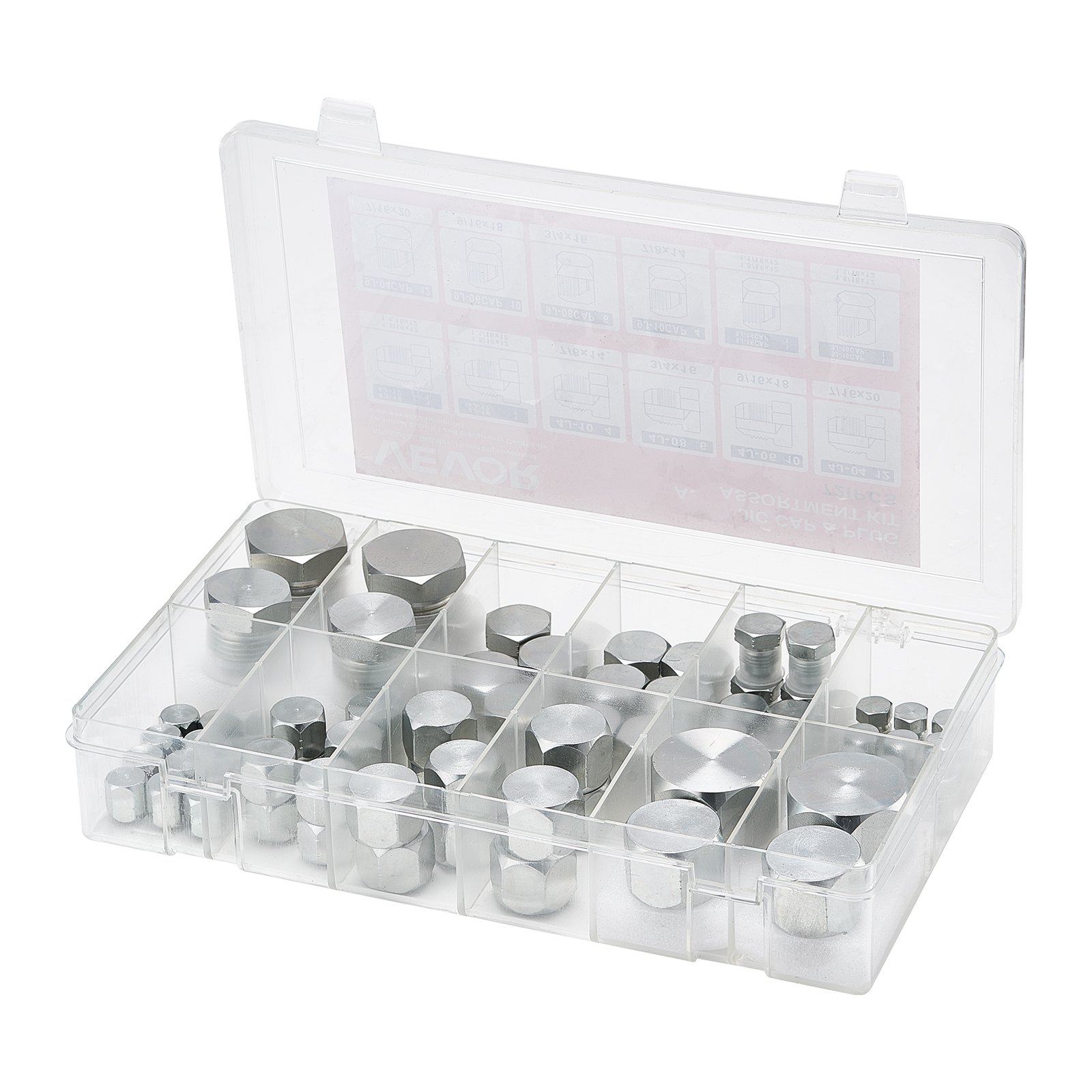 VEVOR 72 PCS Hydraulic Fittings 37° JIC Hydraulic Hose Cap and Plug Kit