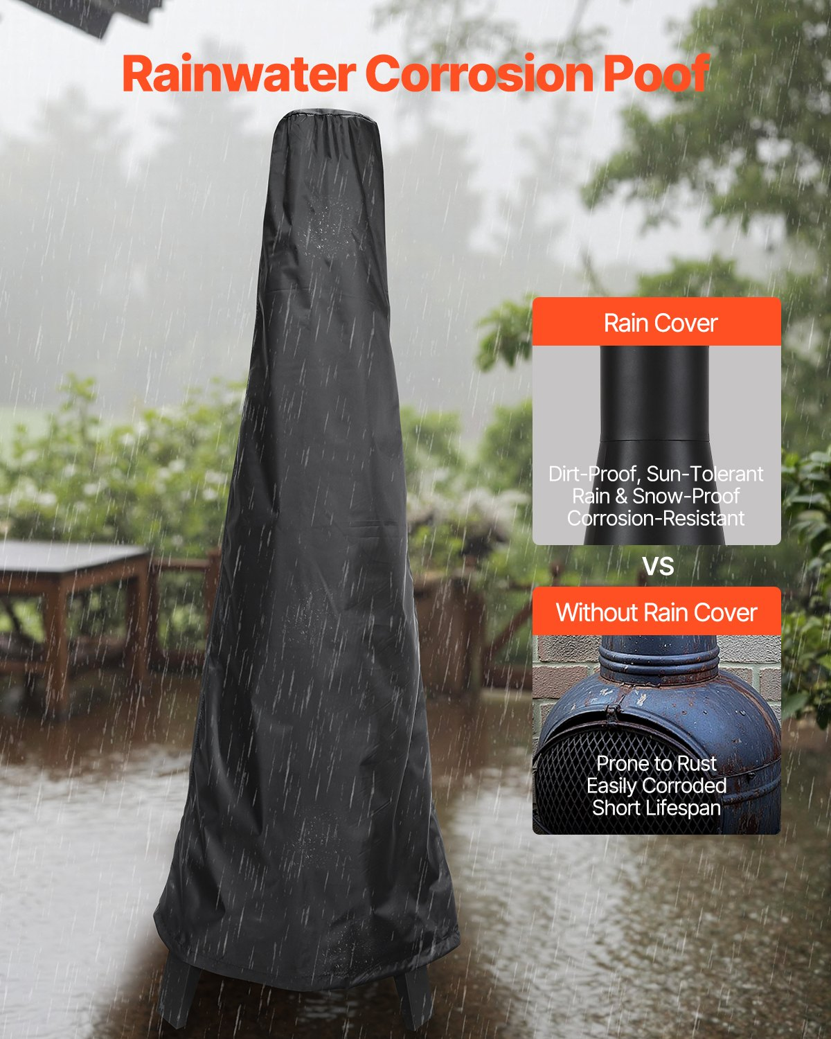 VEVOR 20 In Chiminea Outdoor Wood Burning Firepit with Grill Mesh & Chimney Coat