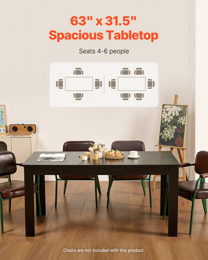 VEVOR 63in Rectangle Dining Table Wood Kitchen Table for 4-6 Person (Only Table)