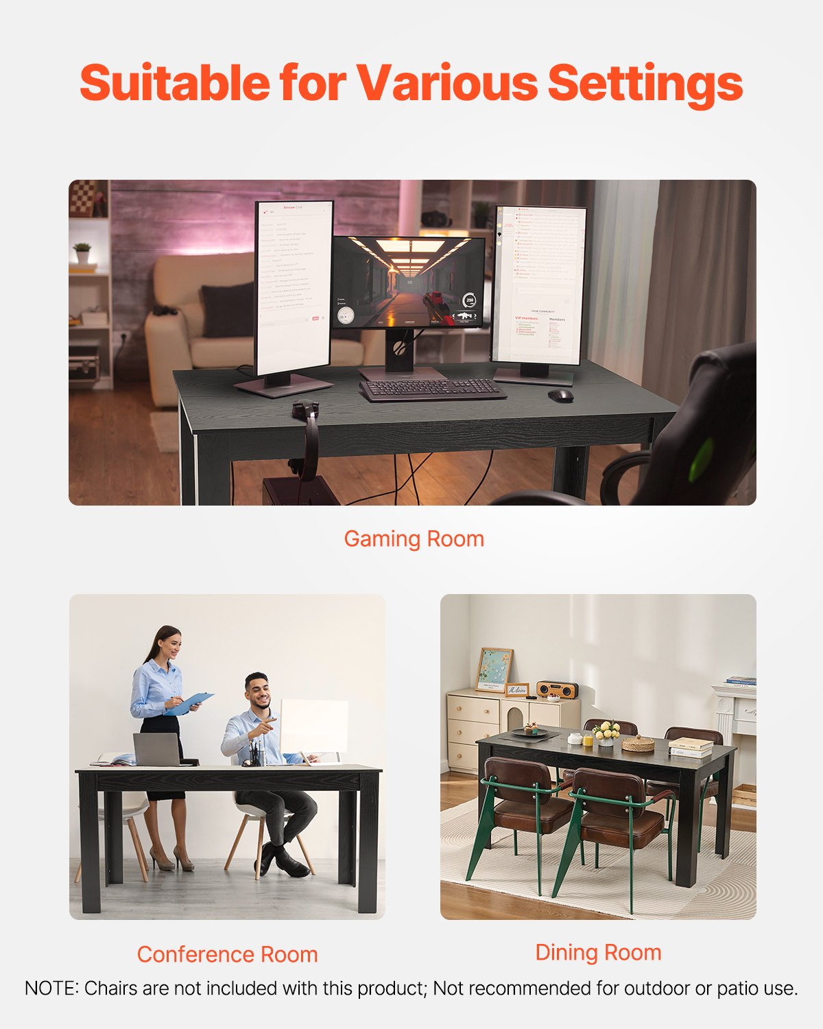 VEVOR 63in Rectangle Dining Table Wood Kitchen Table for 4-6 Person (Only Table)