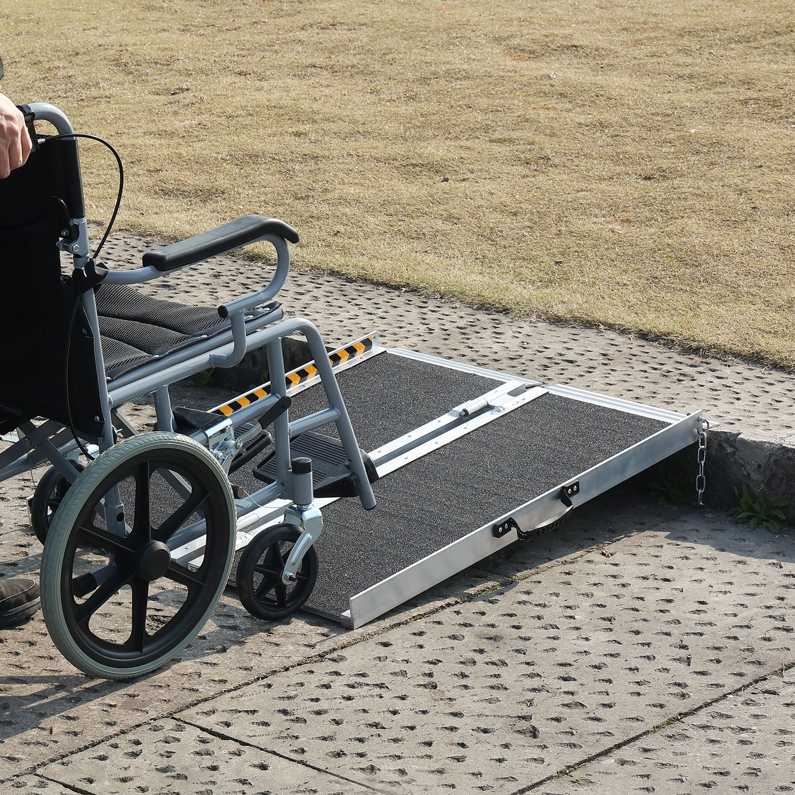 VEVOR Portable Wheelchair Ramp, 91.4 cm 362.9 kg Capacity, Non-Slip Aluminum Folding Threshold Ramp, Foldable Mobility Scooter Ramp Wheel Chair Ramp, Handicap Ramp for Home Steps, Stairs, Doorways, Curbs