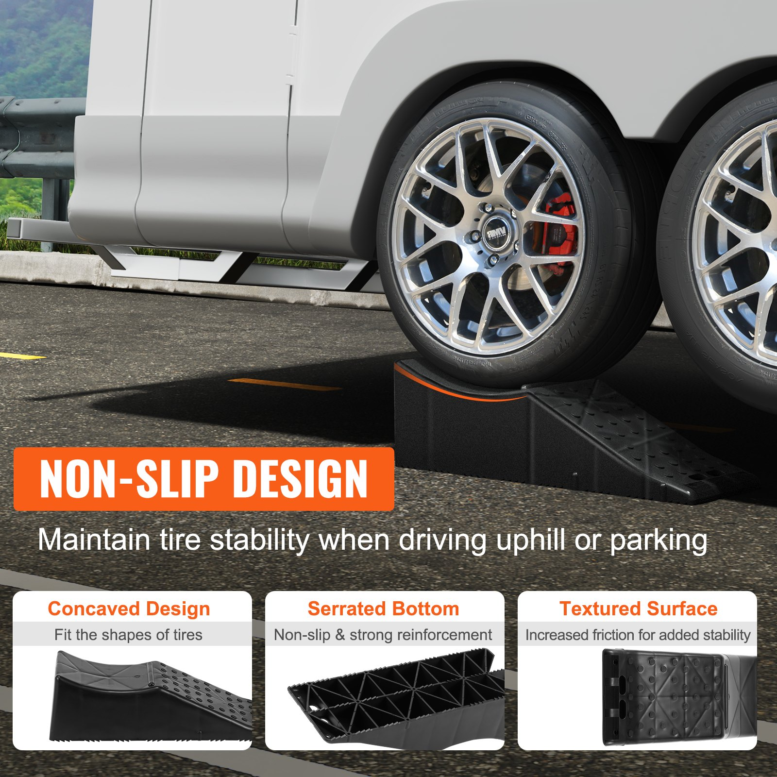 VEVOR Car Plastic Tandem Wheel Change Ramp Caravan Motor Home 20000 lbs 2-Pack